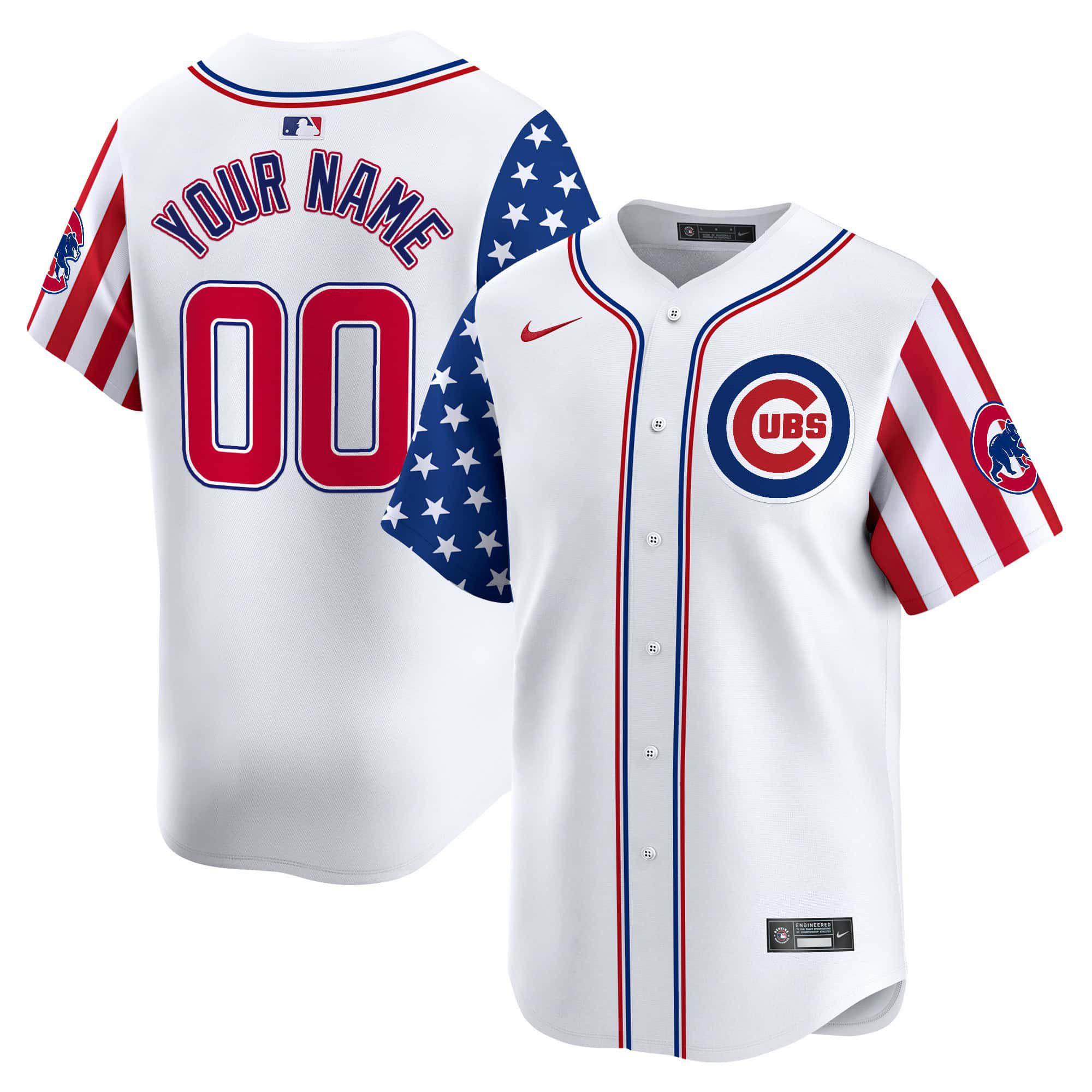 Men Chicago Cubs White Nike 2024 Independence Day Vapor Premier Limited Custom MLB Jersey->->